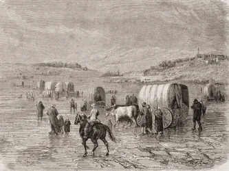 Un convoi de chariots en route vers l