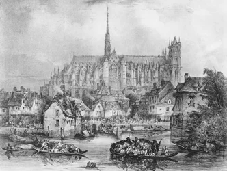 Vue de la cathédrale Notre-Dame, Amiens, depuis le Pont Dudon
