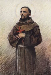 St Francis (colour litho)