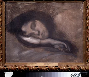Tête de femme endormie