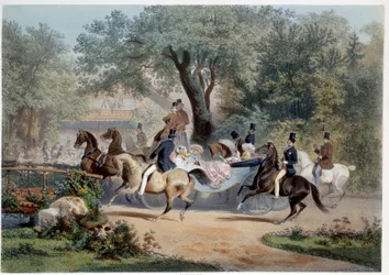 Scène de promenade au Pré Catelan à Paris
