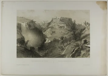 Vue générale de Tivoli, planche dix-sept de Italie Monumentale et Pittoresque