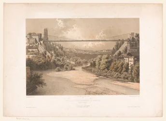 Vue du pont suspendu sur la Sarine à Fribourg (La Suisse la Savoie et le Tyrol)