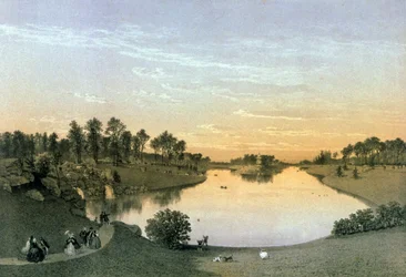 Lac dans le bois de Boulogne, vers 1860