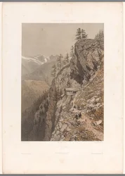 Promeneurs sur un sentier de montagne près de Chamonix et du Mont Blanc