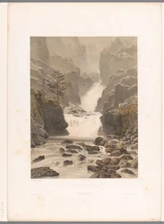Vue de la cascade de Barberine près de Vallorcine (La Suisse, la Savoie et le Tyrol)