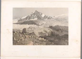 Vue sur le glacier des Bossons dans la vallée de Chamonix (Glacier des Bossons, Chamonix) (La Suisse et la Savoie)
