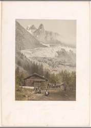 Vue des sommets Aiguille Verte et Dru et du glacier Mer-de-Glace