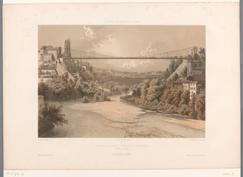 Vue du grand pont suspendu à Fribourg