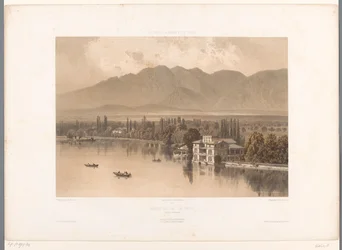Vue des rives du lac de Thoune (série: La Suisse, la Savoie et le Tyrol)