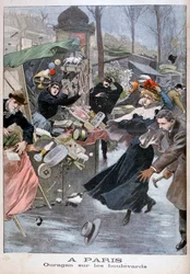 Ouragan sur les boulevards, Paris, 1900