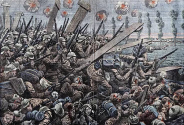 Guerre 1914-1918. Front de Belgique 1914. Soldats allemands sur l