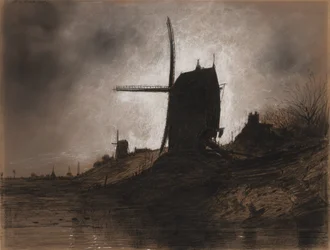 Moulins à vent dans un paysage