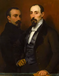 Autoportrait avec son fils Achille, 1836
