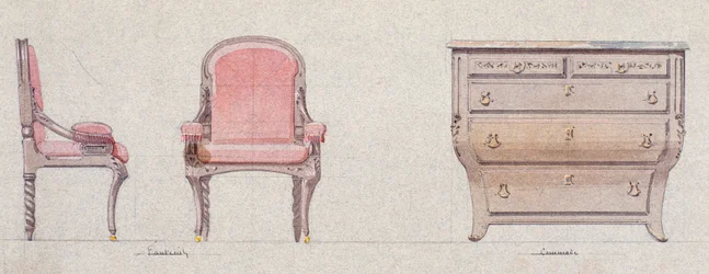 Fauteuil et commode pour la Chambre Dorée