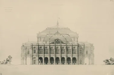 France, Paris, Dessins soumis par Viollet le Duc pour la construction du nouvel opéra de Paris