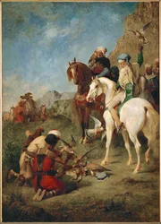 Chasse au faucon à Alger (huile sur toile)