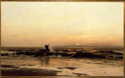 Bateaux de pêche dans les vagues