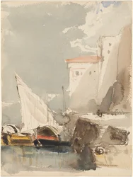 Voiliers dans un port ensoleillé (recto)