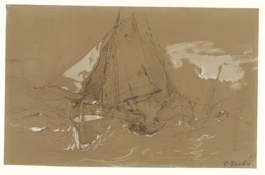 Bateau de pêche dans une tempête