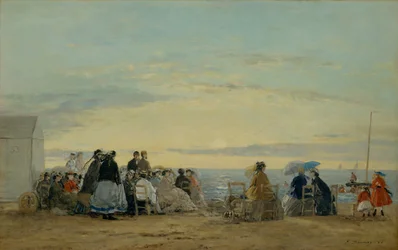 Sur la plage, coucher de soleil