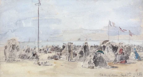 Personnes sur la plage, Trouville, 1866