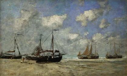 Scheveningen, Bateaux Échoués sur la Grève, 1875
