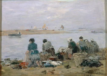 Lavandières sur les rives de la Touques près de Trouville