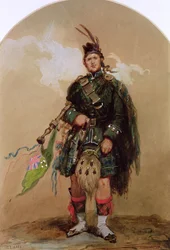 Un joueur de cornemuse des 79e Highlanders au camp de Chobham en 1853