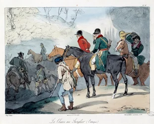 Chasse au sanglier. Illustration du livre "La vie de château"