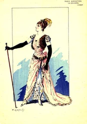 Costume pour la pièce "La commère". 1889 (gravure)