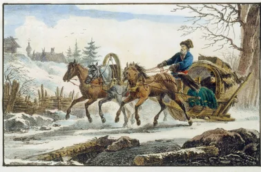 Le traîneau à cheval, avec abri pour voyageur