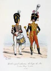 Gardes à pied ordinaires du Corps de Roi, tambour-major et tambour, 1822-30
