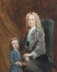 Portrait de Auditor Harley avec un garçon (huile sur papier)