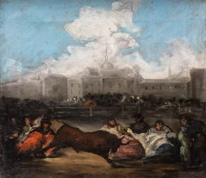 La course des taureaux, vers 1860 (huile sur toile)