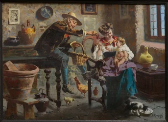 Scène avec un homme, une femme et une petite fille