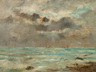 Eugène Boudin / "La côte à Trouville", vers 1865-1900
