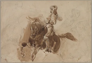 Figure armée à cheval (recto)