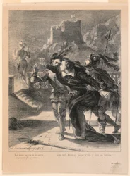 Illustration pour Hamlet : Hamlet essaie de suivre le fantôme de son père (I,4)