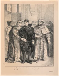 Illustration de Hamlet. La reine essaie de réconforter Hamlet (I,2)
