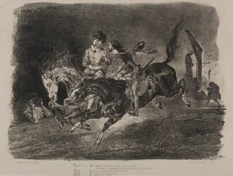Illustrations pour Faust : Faust et Méphistophélès à cheval sur le sabbat