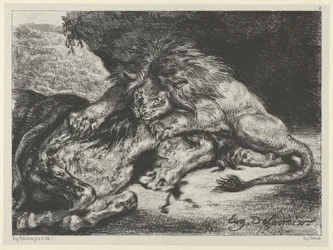 Lion dévorant un cheval