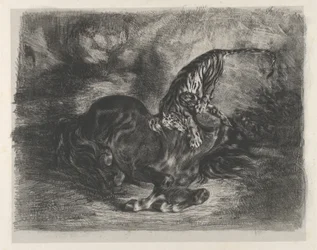 Cheval sauvage abattu par un tigre, 1828