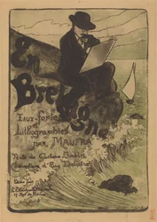 Portrait de Maxime Maufra dessinant sur un rocher