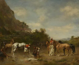 Arabes abreuvant leurs chevaux, 1872