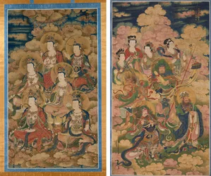 Les Bodhisattvas des dix étapes pour atteindre la connaissance la plus parfaite ; Les huit hôtes de Deva, Naga et Yakshi