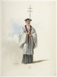 Btv1b84558104 33 - Saint-Saëns - Henry VIII - Maquettes de costumes - Lacoste - 33. Prêtre