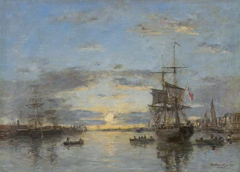 French : Le Havre. Le Havre : The Outer Harbor at Sunset (le port extérieur au coucher du soleil)