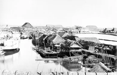Maisons indigènes, Saigon, vers 1870s