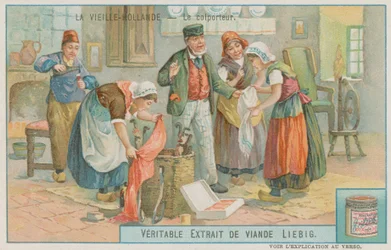 Un colporteur vendant ses marchandises dans la vieille Hollande
